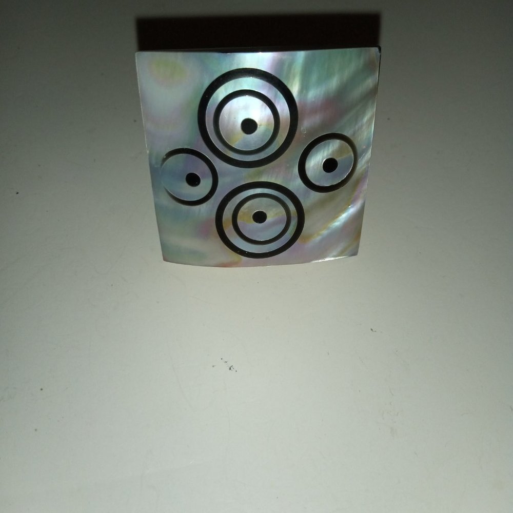 Retro Large Square Abalone Shell Ring Hand Crafte… - image 2